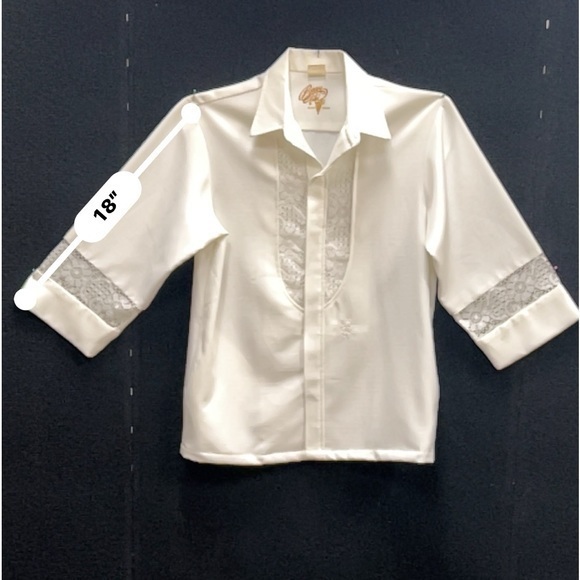 Vintage BEAU TIKI white HAWAIIAN Wedding Shirt Medium - Picture 5 of 12